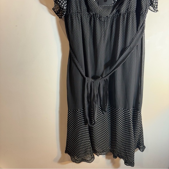 MICHEL STUDIO Sz 24 Additionelle Polka Dots Ruffle Dress Tiered Belted NEW - Picture 6 of 11